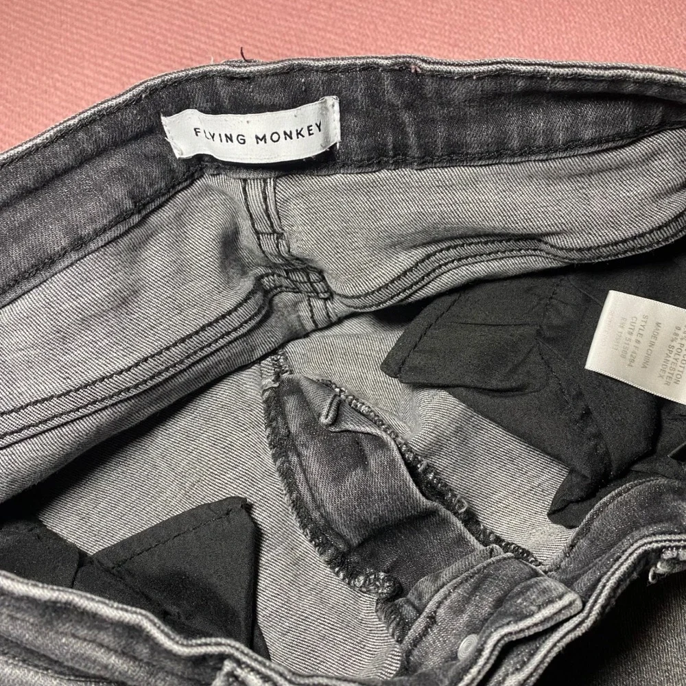 Flying Monkey Womens Distressed Straight Leg Jeans Faded‎ Black Size 29
